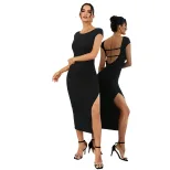 High Waist Bodycon Knit Maxi Dress Solid Color Backless Summer Style Perfect for Parties and Nig