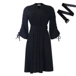 Plus Size A Line Dress Fashionable Wrinkled Design Elegant Style Autumn Winter Collection for Wo