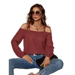 Summer Loose Knit Top Round Neck Long Sleeve Lightweight Fabric Casual Wear for Women Wholesale