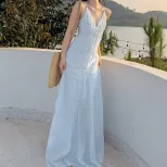 Elegant Floral Maxi Dress V Neck Sleeveless Summer Style Perfect for Vacation or Casual Outings Wholesale Availa