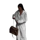 Womens Batwing Sleeve Zip Up Cotton Sweatshirt Set Solid Color Loose Fit Athletic Style Wholesal