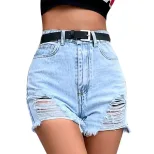 High Waisted Ripped Denim Shorts Womens Fashion European Style Casual Wear Ready to Ship low MOQ