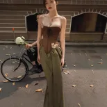 Fashion Vintage High Waisted Bow Design Sexy Midi Skirt for Women Spring Collection Elegant Styl