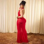 Elegant Womens Bodycon Dress Solid Color Deep V Neck Backless Ruched Design Perfect for Parties