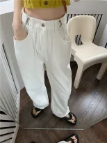 欧洲站牛仔裤女2023春秋新款韩版学生高腰百搭时尚休闲直筒老爹裤