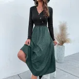 Color Block Long Sleeve Dress Womens Fashion Autumn Winter Style Casual or Party Wear Wholesale