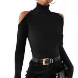 Elegant Womens T Shirt Unique Off Shoulder Design Spring Summer Style Soft Fabric Available in V