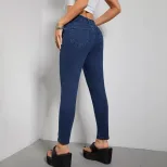 Slim Fit High Elasticity Mid Rise Jeans Womens Casual Denim Trousers Perfect for Everyday Wear W