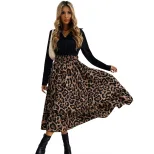 Leopard Print A Line Midi Skirt Slim Fit Elegant Style Womens Fashion Perfect for Casual or Offi