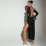 Elegant Womens Midi Dress Sexy Backless Design Round Neck Comfortable Fabric Perfect for Beach V