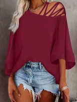 Womens Casual Loose Top Off Shoulder Design Solid Color Autumn Winter Style Wholesale Available