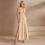 Womens Roman Style Halter Neck Midi Dress Sexy Vacation Inspired Spring Summer Collection Wholes