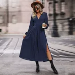 Long Sleeve Solid Color Dress Multi Color Options Casual Spring and Autumn Wear Wholesale Availa