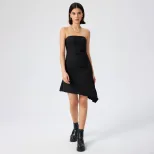 Knitted Strapless Dress Irregular Hem Trendy Design Comfortable Fabric Perfect for Parties and C