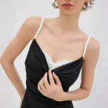 Color Block A Line Mini Dress Slimming Fit Spaghetti Straps Sweetheart Neckline Casual Summer We