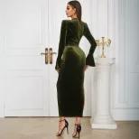 Elegant Womens Midi Dress Spring Summer Collection Sophisticated Style Perfect for Parties Whole