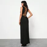 Womens Backless High Waisted Maxi Dress Elegant Design Spring Summer Fashion Comfortable Fabric