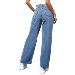 High Waisted Wide Leg Jeans Loose Fit Slimming Design Casual Style Perfect for Everyday Wear Who