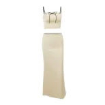 Sweet Lace Trim Cami Top and Long Skirt Set Adjustable Straps Elegant Design Winter Fashion Whol
