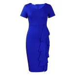Plus Size Womens Dress Elegant Ruffle Hem Stylish Design Comfortable Fit Perfect for Casual or F