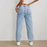 High Waisted Straight Leg Denim Pants Versatile Loose Fit Trendy Style Casual Wear for Women Who