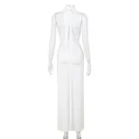 Summer Womens Two Piece Set Sexy Halter Neck V Neck Top Low Waist Skirt Fashionable Vacation Out