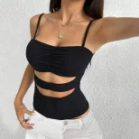 Womens Hollow Out Slim Fit Cami Top Summer Style Waist Defining Lightweight Fabric Wholesale Ava