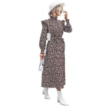 Spring Floral Maxi Dress for Women High Neck Long Sleeve Fashionable Design Perfect for Casual o