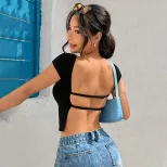 Womens Summer Solid Color Off Shoulder Slim Fit Short Sleeve T Shirt Sexy Trendy Casual Style Wh