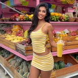 Womens Striped Spliced Cami Top and Bodycon Skirt Set Fashionable Spring Perfect for Vacation an