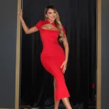 Short Sleeve Qipao Dress Solid Color Slim Fit Elegant Pencil Skirt Perfect for Formal Occasions