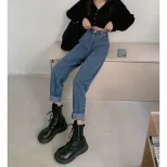 跨境2023春季牛仔裤女时尚宽松显瘦新款百搭休闲直筒老爹萝卜裤潮