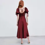 Red Satin Mermaid Dress Waist Cinching Elegant Design Perfect for Parties and Gatherings Wholesa