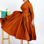 Plus Size African Style Dress Elegant Ruffled Design Flowy A Line Silhouette Fashionable for Cas