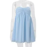 Off Shoulder Dress French Style Sweet and Gentle Loose Fit Solid Color Spring Fashion for Women