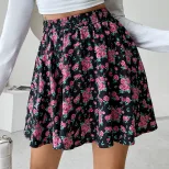 High Waisted Floral Pleated A Line Skirt Short Length Trendy Design Perfect for Summer Wholesale