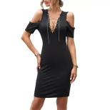 V Neck Irregular Hem Dress Slim Fit Elegant Style Suitable for Casual and Formal Occasions Whole