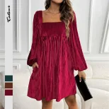 Velvet Party Dress Loose Fit Elegant Style Christmas Theme Wholesale Available fast shipping