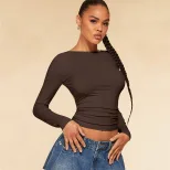Sexy Backless Crop T Shirt Spring Summer Style European and American Design Comfortable Fabric W