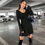 U Neck Bodycon Dress High Waist Slim Fit Short Length Spring Summer Casual Wear Wholesale Availa
