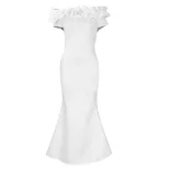 Elegant Mermaid Dress Solid Color Ruffle Trim Slim Fit Evening Gown for Special Occasions Wholes