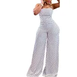 Polka Dot Print Strapless Jumpsuit Womens Fashion Trendy Design Comfortable Fit Perfect for Summ