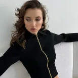 Womens Slim Fit Long Sleeve Zip Up Cardigan Sexy Backless Design American Style Casual Wear for