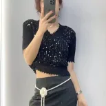 Womens Short Sleeve Knit T Shirt Stylish Lightweight Fabric Casual Summer Wear