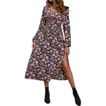 Floral Print Split Maxi Dress Autumn Collection Elegant Design Comfortable Fabric Perfect for Ca