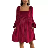 Velvet Party Dress Loose Fit Elegant Style Christmas Theme Wholesale Available fast shipping