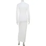 Elegant Hollow Design Long Sleeve Bodycon Dress High Quality Fabric Solid Color Slim Fit Perfect