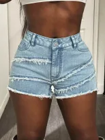 Womens Casual Denim Shorts Sexy Design Comfortable Fit Versatile Style Perfect for Summer Outing