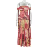 Summer Floral Print Bodycon Dress Breathable Sleeveless Ruched Asymmetrical Neckline Casual or P