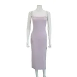 Knit Bodycon Dress Sexy Backless Design Adjustable Straps High Slit Perfect for Parties and Nigh